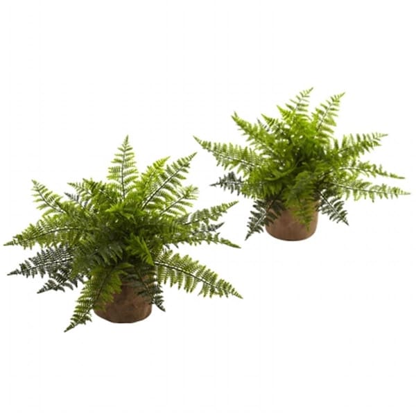 Nearly Natural 15 in. Ruffle Fern Bush With Burlap Base - Set of 2 6815-S2 - main